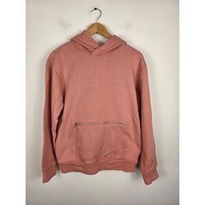 Richie Le Mens Salmon Pink Cotton French Terry Zip Pocket Hoodie Size Medium